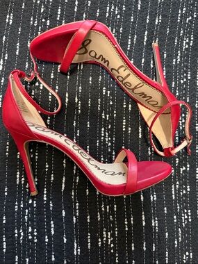 Sam Edelman Red Open-Toe Ankle-Strap Stiletto Sandals